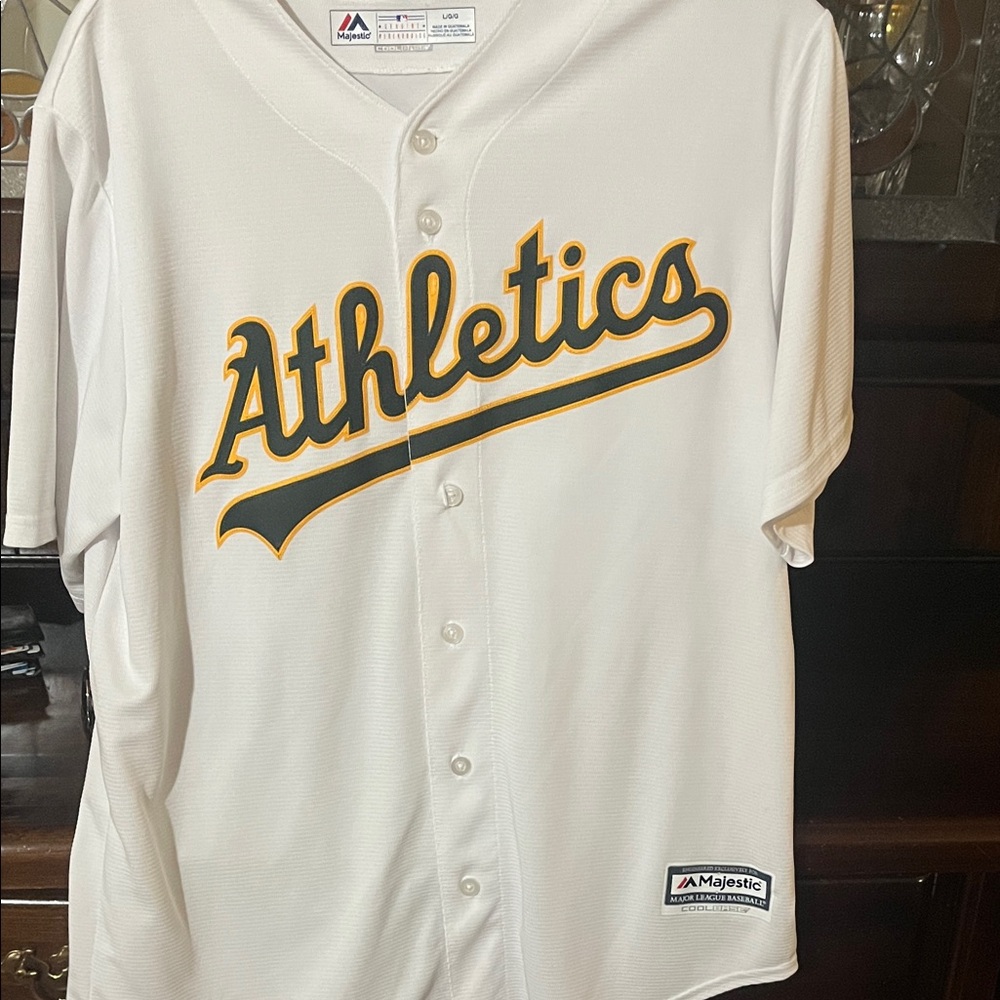 Majestic Athletics Cream Jersey with Gold and Black Accents Davis Jersey